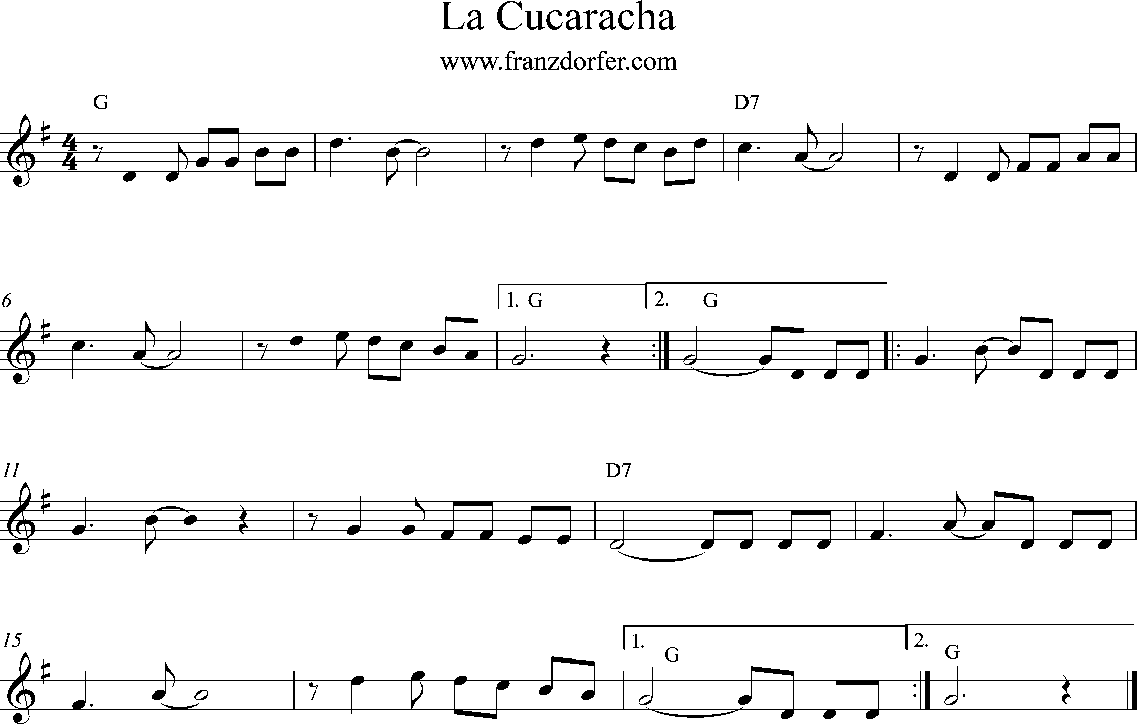 Noten La Cucaracha